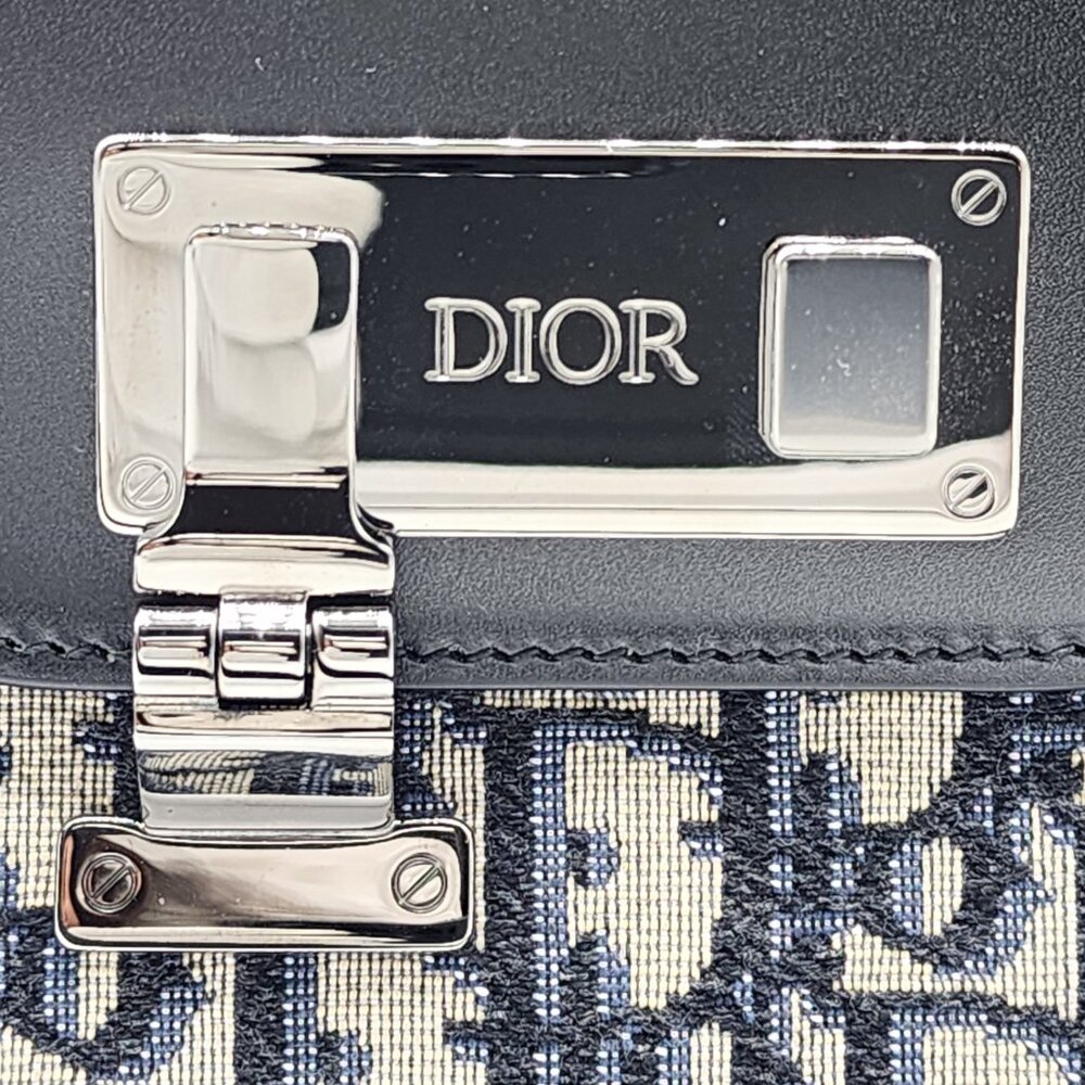 Dior Oblique Jacquard Messenger Crossbody Leather Lock Bag | Black | NEW - Picture 3 of 14
